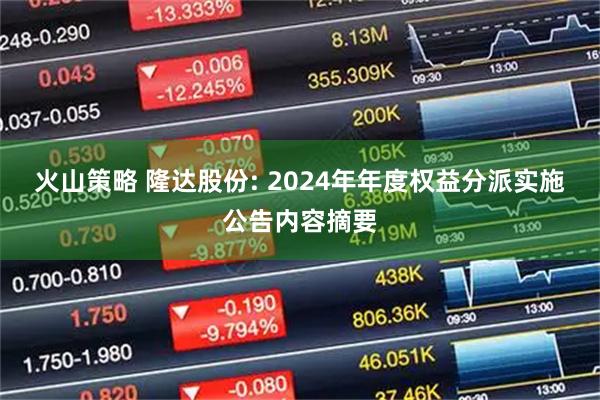 火山策略 隆达股份: 2024年年度权益分派实施公告内容摘要