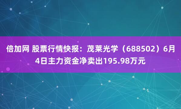 倍加网 股票行情快报：茂莱光学（688502）6月4日主力资金净卖出195.98万元