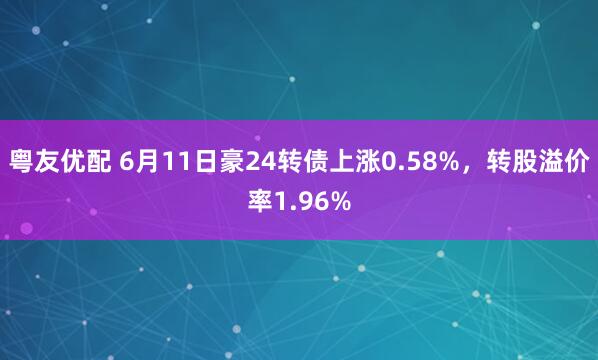 粤友优配 6月11日豪24转债上涨0.58%，转股溢价率1.96%