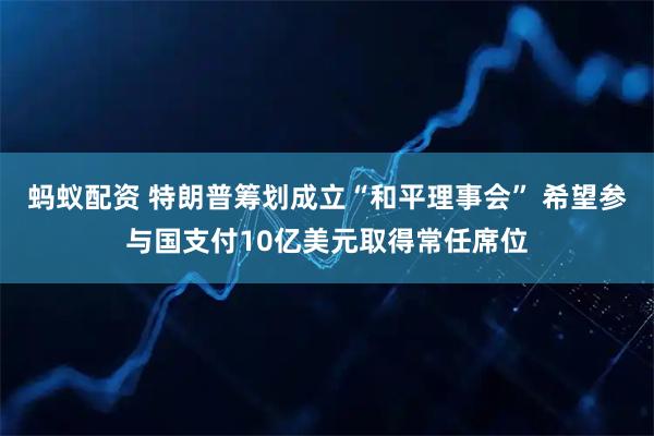 蚂蚁配资 特朗普筹划成立“和平理事会” 希望参与国支付10亿美元取得常任席位